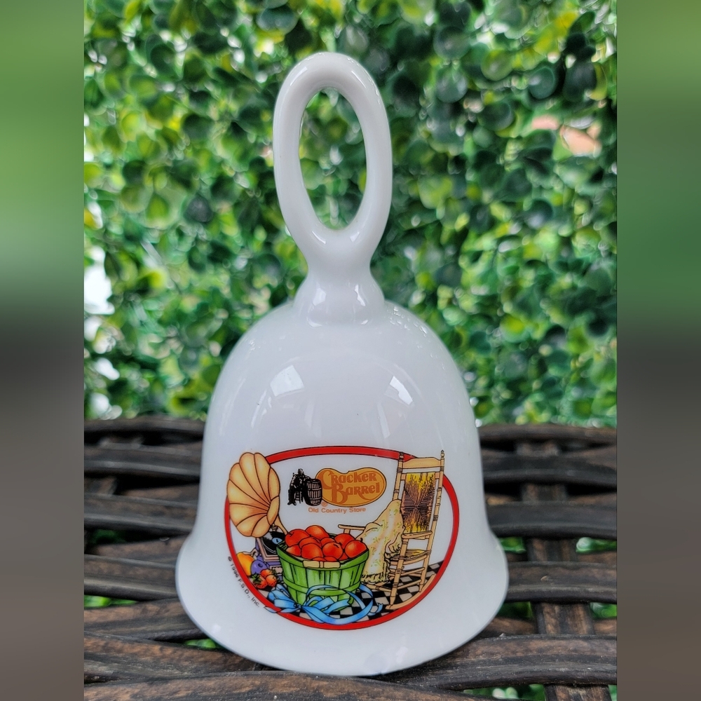 Cracker Barrel PSD White and Red Ceramic Bell.